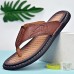 Men's Brown Faux Leather Flip-Flop Sandals with Comfortable Footbed and Durable Rubber Sole - Ideal for Casual Summer Outings and Beachwear