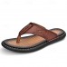Men's Brown Faux Leather Flip-Flop Sandals with Comfortable Footbed and Durable Rubber Sole - Ideal for Casual Summer Outings and Beachwear