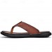 Men's Brown Faux Leather Flip-Flop Sandals with Comfortable Footbed and Durable Rubber Sole - Ideal for Casual Summer Outings and Beachwear