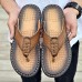 Men's Brown Faux Leather Flip-Flop Sandals with Comfortable Footbed and Durable Rubber Sole - Ideal for Casual Summer Outings and Beachwear