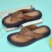 Men's Brown Faux Leather Flip-Flop Sandals with Comfortable Footbed and Durable Rubber Sole - Ideal for Casual Summer Outings and Beachwear
