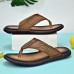 Men's Brown Faux Leather Flip-Flop Sandals with Comfortable Footbed and Durable Rubber Sole - Ideal for Casual Summer Outings and Beachwear