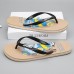 Men's Artistic Flip-Flops with Blue and Yellow Comic Print - Perfect for Casual Outings and Beach Days