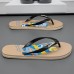 Men's Artistic Flip-Flops with Blue and Yellow Comic Print - Perfect for Casual Outings and Beach Days