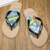 Men's Artistic Flip-Flops with Blue and Yellow Comic Print - Perfect for Casual Outings and Beach Days