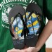 Men's Artistic Flip-Flops with Blue and Yellow Comic Print - Perfect for Casual Outings and Beach Days