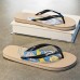 Men's Artistic Flip-Flops with Blue and Yellow Comic Print - Perfect for Casual Outings and Beach Days