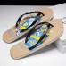 Men's Artistic Flip-Flops with Blue and Yellow Comic Print - Perfect for Casual Outings and Beach Days