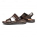 Men's Brown Crocodile Pattern Sandals with Adjustable Strap, Stylish Design for Casual, Outdoor and Summer Wear