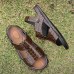 Men's Brown Crocodile Pattern Sandals with Adjustable Strap, Stylish Design for Casual, Outdoor and Summer Wear