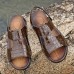 Men's Brown Crocodile Pattern Sandals with Adjustable Strap, Stylish Design for Casual, Outdoor and Summer Wear
