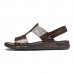 Men's Brown Crocodile Pattern Sandals with Adjustable Strap, Stylish Design for Casual, Outdoor and Summer Wear