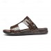 Men's Brown Crocodile Pattern Sandals with Adjustable Strap, Stylish Design for Casual, Outdoor and Summer Wear