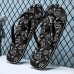 Youthful Black Flip-Flops with Cartoon Skull Print - Fun and Edgy Footwear for Concerts and Festive Casual Outings