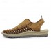 Men's Tan Slip-On Outdoor Sandals with Braided Detailing, Casual Style for Summer and Beach Activities