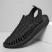 Men's Tan Slip-On Outdoor Sandals with Braided Detailing, Casual Style for Summer and Beach Activities