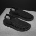 Men's Tan Slip-On Outdoor Sandals with Braided Detailing, Casual Style for Summer and Beach Activities