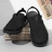 Men's Tan Slip-On Outdoor Sandals with Braided Detailing, Casual Style for Summer and Beach Activities