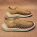 Men's Tan Slip-On Outdoor Sandals with Braided Detailing, Casual Style for Summer and Beach Activities