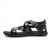Men's Black Faux Leather Gladiator Sandals with Strappy Design and Buckle Closure, Ideal for Casual Summer Wear
