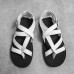 Men's Black Faux Leather Gladiator Sandals with Strappy Design and Buckle Closure, Ideal for Casual Summer Wear
