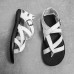 Men's Black Faux Leather Gladiator Sandals with Strappy Design and Buckle Closure, Ideal for Casual Summer Wear