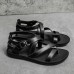 Men's Black Faux Leather Gladiator Sandals with Strappy Design and Buckle Closure, Ideal for Casual Summer Wear