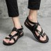 Men's Black Faux Leather Gladiator Sandals with Strappy Design and Buckle Closure, Ideal for Casual Summer Wear