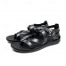 Men's Black Faux Leather Gladiator Sandals with Strappy Design and Buckle Closure, Ideal for Casual Summer Wear
