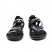 Men's Black Faux Leather Gladiator Sandals with Strappy Design and Buckle Closure, Ideal for Casual Summer Wear