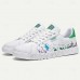 Men's Casual White Sneakers with Color Splash Design - Comfortable Fashionable Low-Top Lace-Up Shoes