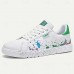 Men's Casual White Sneakers with Color Splash Design - Comfortable Fashionable Low-Top Lace-Up Shoes