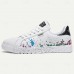 Men's Casual White Sneakers with Color Splash Design - Comfortable Fashionable Low-Top Lace-Up Shoes