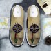 Men's Khaki Compass Print Flyknit Sneakers - Lightweight Breathable Running Shoes for Travel, Hiking and Casual Wear