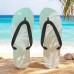 Men鈥檚 Blue Leaf Printed Flip Flops Tropical & Stylish Style for Beach Vacations, Island Hopping & Beachside Dinners