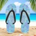 Men鈥檚 Blue Leaf Printed Flip Flops Tropical & Stylish Style for Beach Vacations, Island Hopping & Beachside Dinners