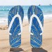 Men鈥檚 Blue Leaf Printed Flip Flops Tropical & Stylish Style for Beach Vacations, Island Hopping & Beachside Dinners