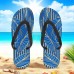 Men鈥檚 Blue Leaf Printed Flip Flops Tropical & Stylish Style for Beach Vacations, Island Hopping & Beachside Dinners