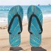 Men鈥檚 Blue Leaf Printed Flip Flops Tropical & Stylish Style for Beach Vacations, Island Hopping & Beachside Dinners