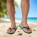 Men鈥檚 Blue Leaf Printed Flip Flops Tropical & Stylish Style for Beach Vacations, Island Hopping & Beachside Dinners