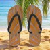Men鈥檚 Blue Leaf Printed Flip Flops Tropical & Stylish Style for Beach Vacations, Island Hopping & Beachside Dinners