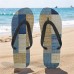 Men鈥檚 Blue Leaf Printed Flip Flops Tropical & Stylish Style for Beach Vacations, Island Hopping & Beachside Dinners