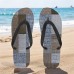 Men鈥檚 Blue Leaf Printed Flip Flops Tropical & Stylish Style for Beach Vacations, Island Hopping & Beachside Dinners