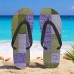 Men鈥檚 Blue Leaf Printed Flip Flops Tropical & Stylish Style for Beach Vacations, Island Hopping & Beachside Dinners