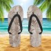 Men鈥檚 Blue Leaf Printed Flip Flops Tropical & Stylish Style for Beach Vacations, Island Hopping & Beachside Dinners