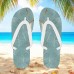 Men鈥檚 Blue Leaf Printed Flip Flops Tropical & Stylish Style for Beach Vacations, Island Hopping & Beachside Dinners