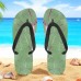 Men鈥檚 Blue Leaf Printed Flip Flops Tropical & Stylish Style for Beach Vacations, Island Hopping & Beachside Dinners