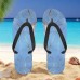 Men鈥檚 Blue Leaf Printed Flip Flops Tropical & Stylish Style for Beach Vacations, Island Hopping & Beachside Dinners