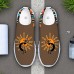 Men's Breathable Tribal Print Slip-On Walking Sneakers Lightweight Flyknit Mesh Shoes for Casual Outdoor Activities