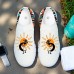 Men's Breathable Tribal Print Slip-On Walking Sneakers Lightweight Flyknit Mesh Shoes for Casual Outdoor Activities
